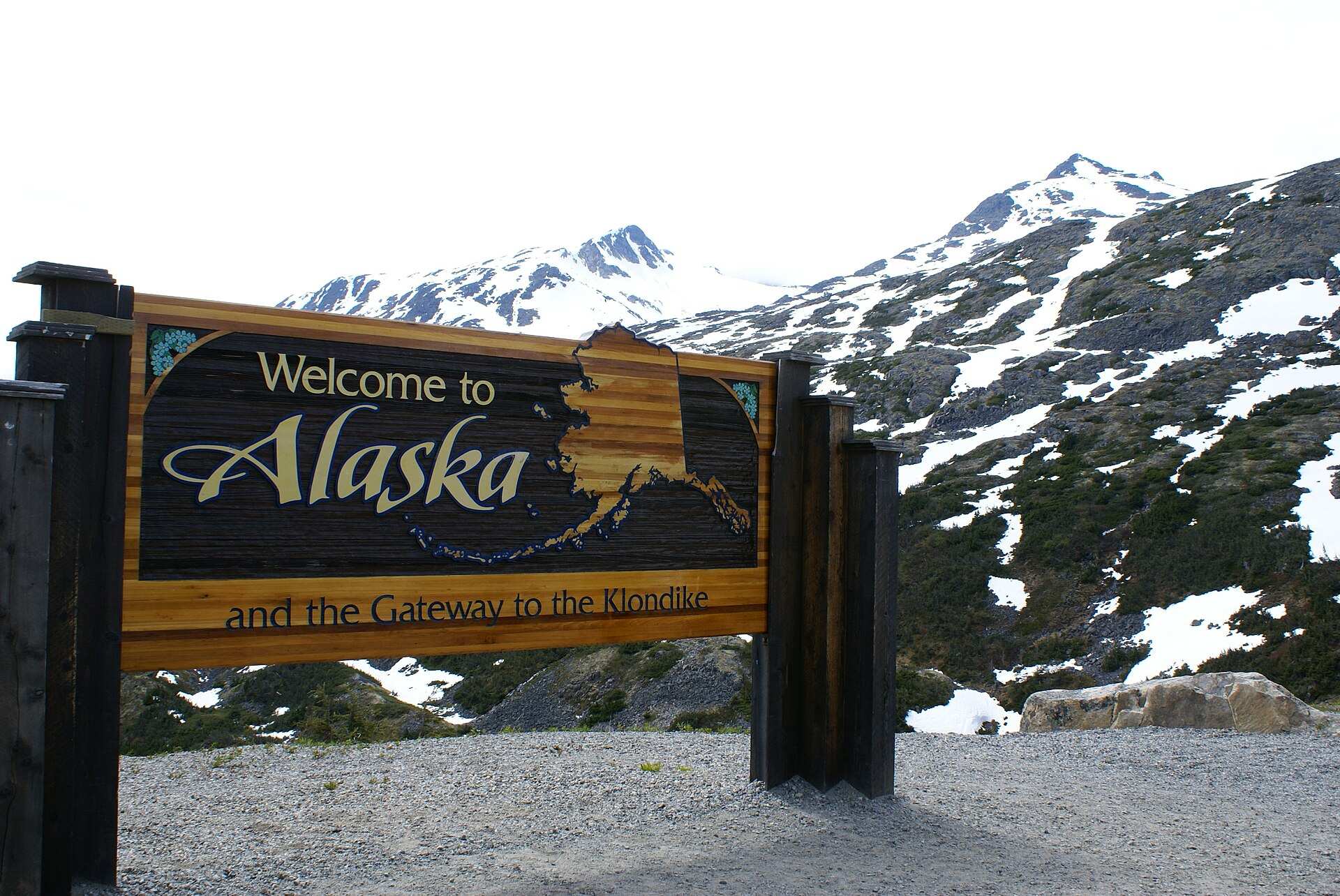 Panneau Bienvenue en Alaska